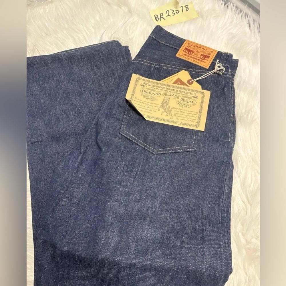 Bronson Mfg.Co. Lot 44801 1944 WWII Version Selvedge Denim Jeans W32 100% Cotton - Picture 10 of 13
